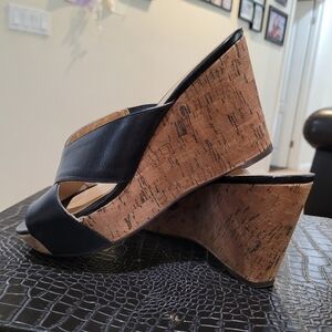 Nine West Black and Tan Wedges
